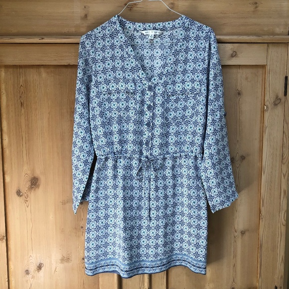 Max Studio Mosaic Blue Printed Drawstring Short Dress Size S - Picture 1 of 11